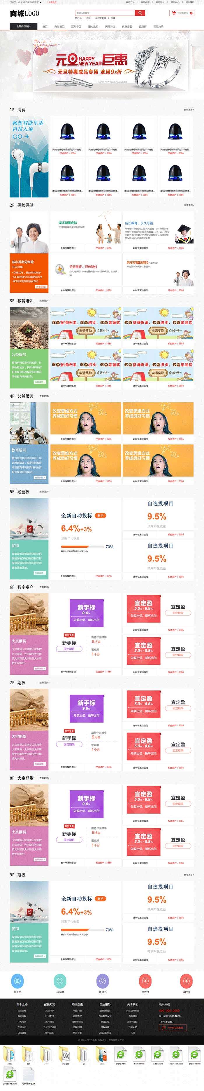 个人原创                                通用的综合购物商城html页面模板下载插图