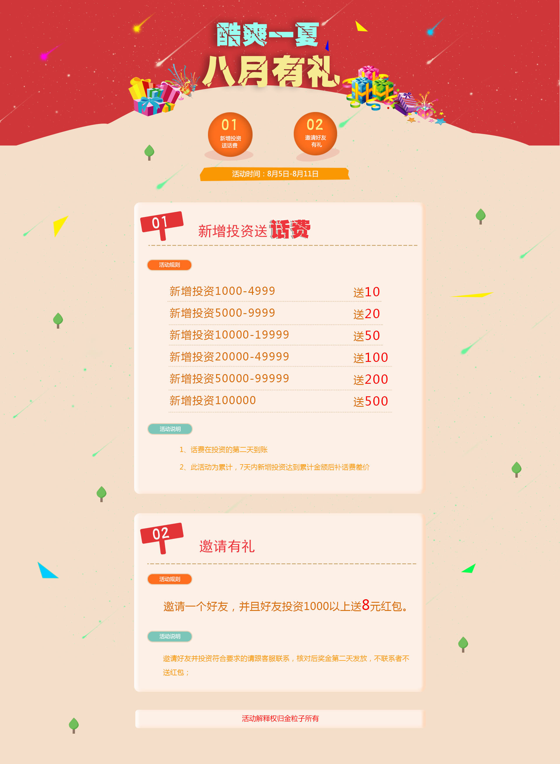 红色的投资送话费活动页面模板下载_网站专题模板插图